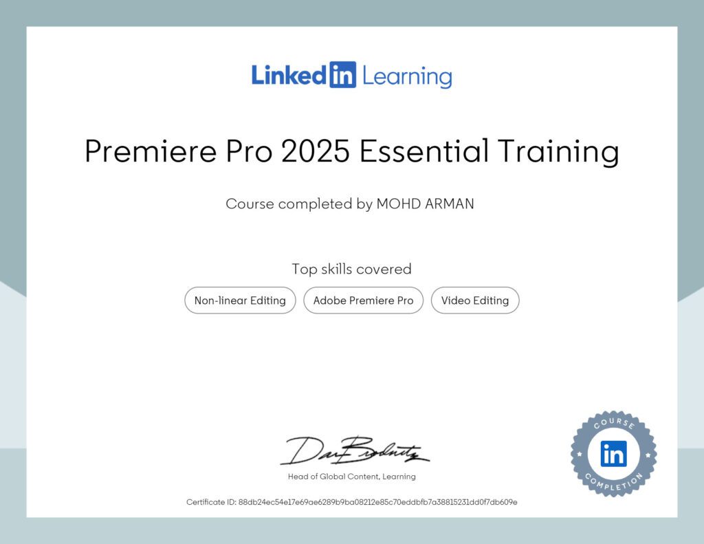 CertificateOfCompletion_Premiere Pro 2025 Essential Training
